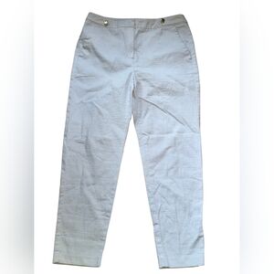 F & F White Ankle Pants With Gold Button Detail EUC Size 6